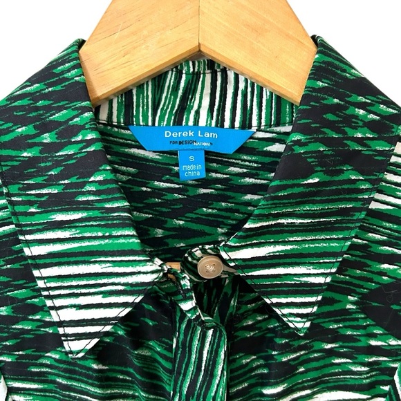 Derek Lam Design Nation Green Pattern Button Down Collared‎ Neckline Shirt Dress - Picture 3 of 6